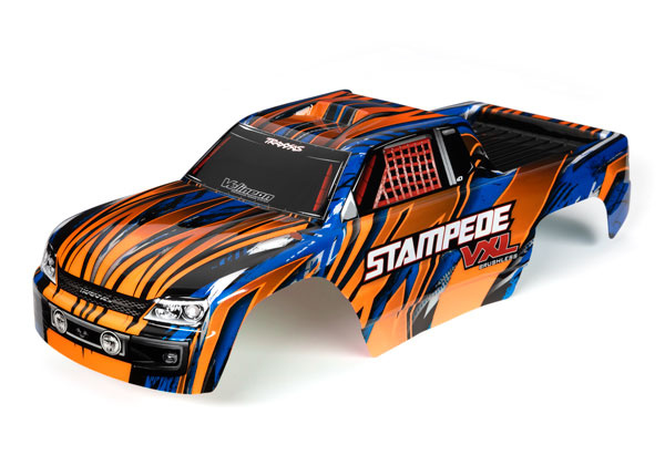Traxxas Kaross Stampede 2WD VXL Orange & Blå Målad
