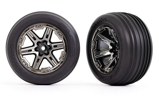 Traxxas Däck & Fälg Ribbed / RXT Svart Krom 2.8