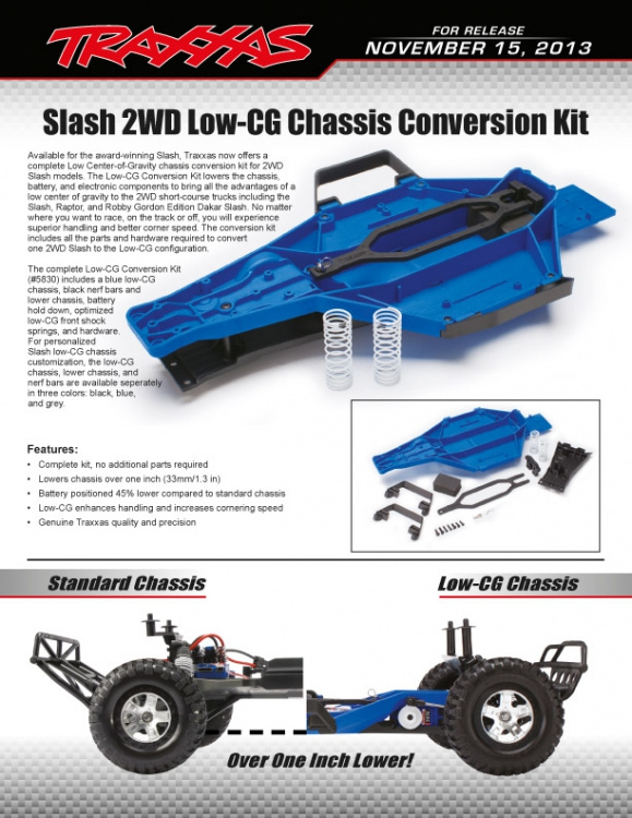 Traxxas Chassi LCG (Låg Tyngdpunkt) Ombyggnadsset  Slash 2WD