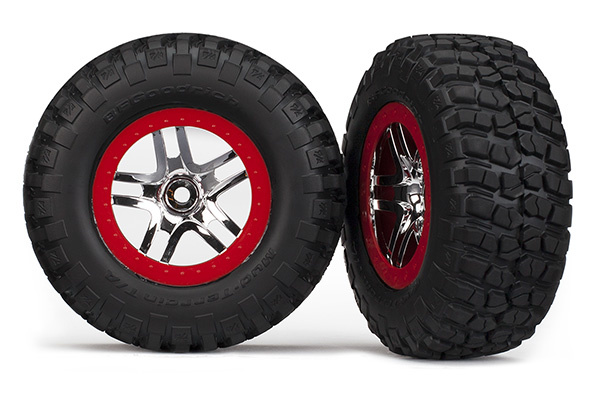 Traxxas Däck & Fälg BFGoodrich S1/S-Spoke Krom Röd 2WD Fram (2)