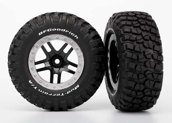 Traxxas Däck & Fälg BFGoodrich/S-Spoke Svart-Krom 4WD/2WD Bak (2)