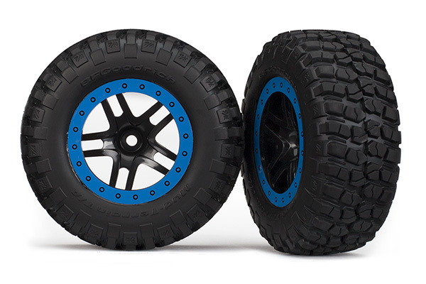 Traxxas Däck & Fälg BFGoodrich/S-Spoke Svart-Blå 2WD Fram (2)