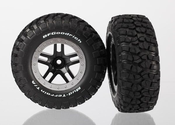 Traxxas Däck & Fälg BFGoodrich/S-Spoke Svart-Matt Krom 2WD Fram (2)