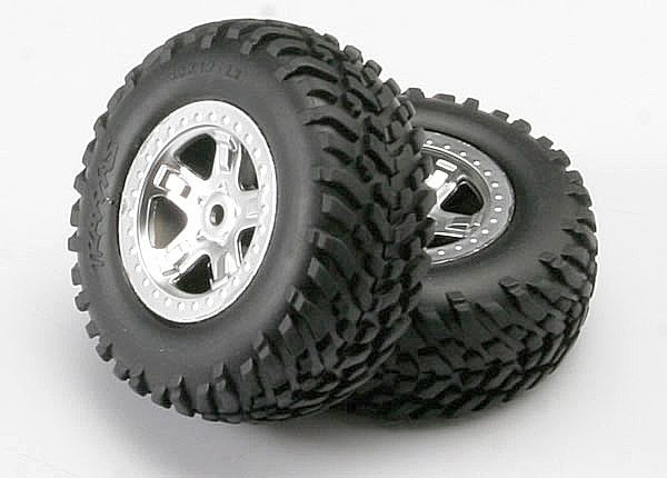 Traxxas Däck & Fälg SCT/SCT Matt Krom (14mm) (2)