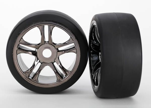 Traxxas Däck & Fälg Slicks S1/S-Spoke Svart Krom Bak (2) XO-1