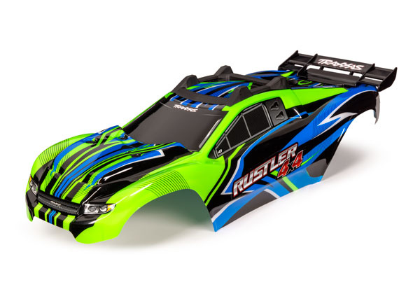 Traxxas Kaross Rustler 4x4 Grön & Blå Målad