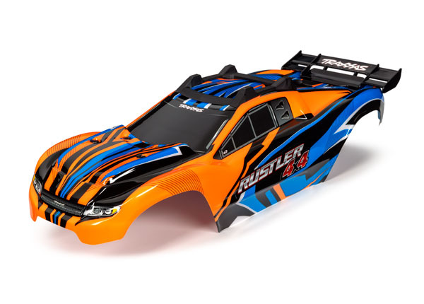 Traxxas Kaross Rustler 4x4 Orange & Blå Målad