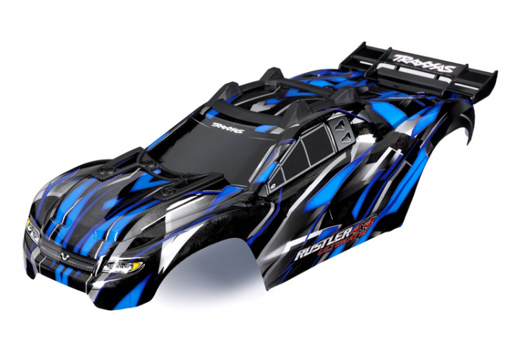 Traxxas Kaross Rustler 4x4 Ultimate Blå Komplett Clipless