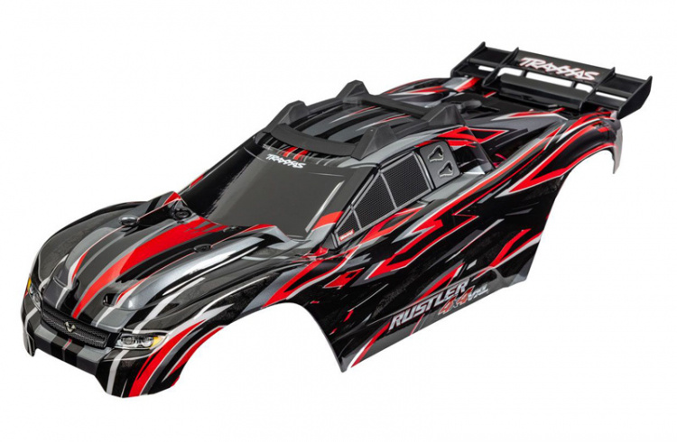 Traxxas Kaross Rustler 4x4 VXL Röd Clipless