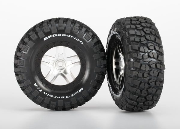 Traxxas Däck & Fälg Goodrich S1/S-Spoke Krom-Svart 4WD/2WD Bak (2)