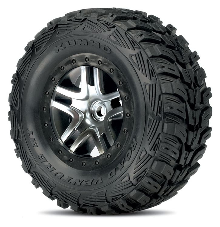 Traxxas Däck & Fälg Kumho S1/S-Spoke Krom-Svart 4WD/2WD Bak (2)