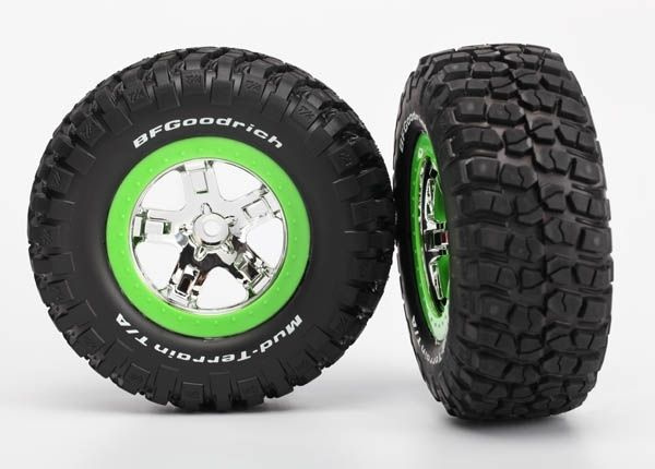 Traxxas Däck & Fälg BFGoodrich/SCT Krom-Grön 4WD/2WD Bak (2)