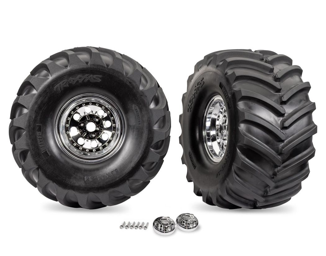 Traxxas Däck & Fälg Terra Groove Krom X-Monster (2)