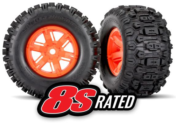 Traxxas Däck & Fälg Sledgehammer/X-Maxx Orange (2)