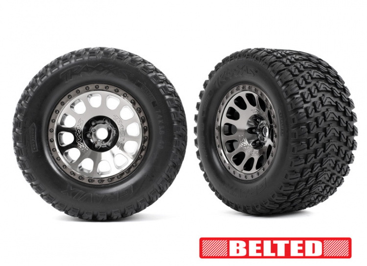 Traxxas Däck & Fälg Gravix Förstärkta / XRT Race Svart Krom (2)