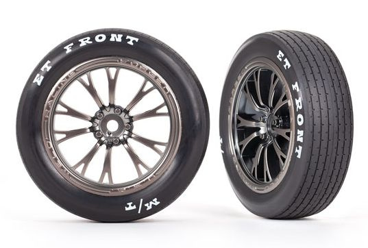 Traxxas Däck & Fälg Fram Matt Svart Krom Drag Slash (2)