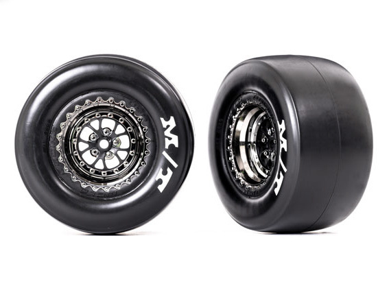 Traxxas Däck & Fälg Bak Svart Krom Mickey Thompson (2) Drag Slash