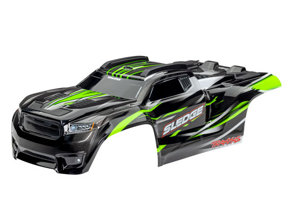 Traxxas Kaross Sledge Grön Komplett med Fästen