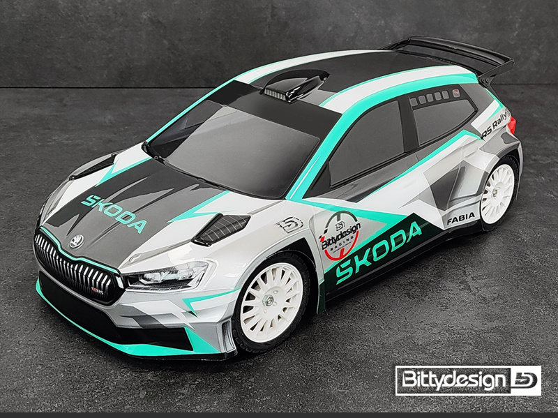 Bittydesign SKODA Fabia RS Rally2 Kaross 1/10 Rally 190mm Hard 1,2mm (Omålad)