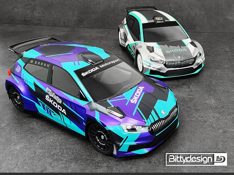 Bittydesign SKODA Fabia RS Rally2 Kaross 1/10 Rally 190mm Hard 1,2mm (Omålad)
