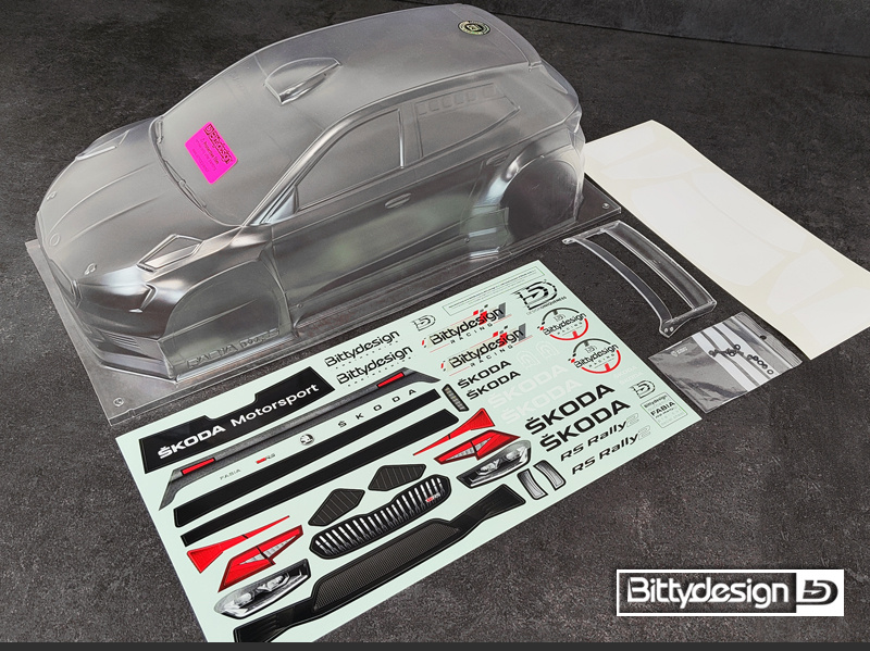 Bittydesign SKODA Fabia RS Rally2 Kaross 1/10 Rally 190mm Hard 1,2mm (Omålad)