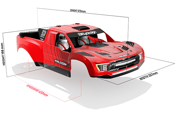 FALCON-X Kaross för TRAXXAS UDR (Omålad/Klippt) 1.5mm