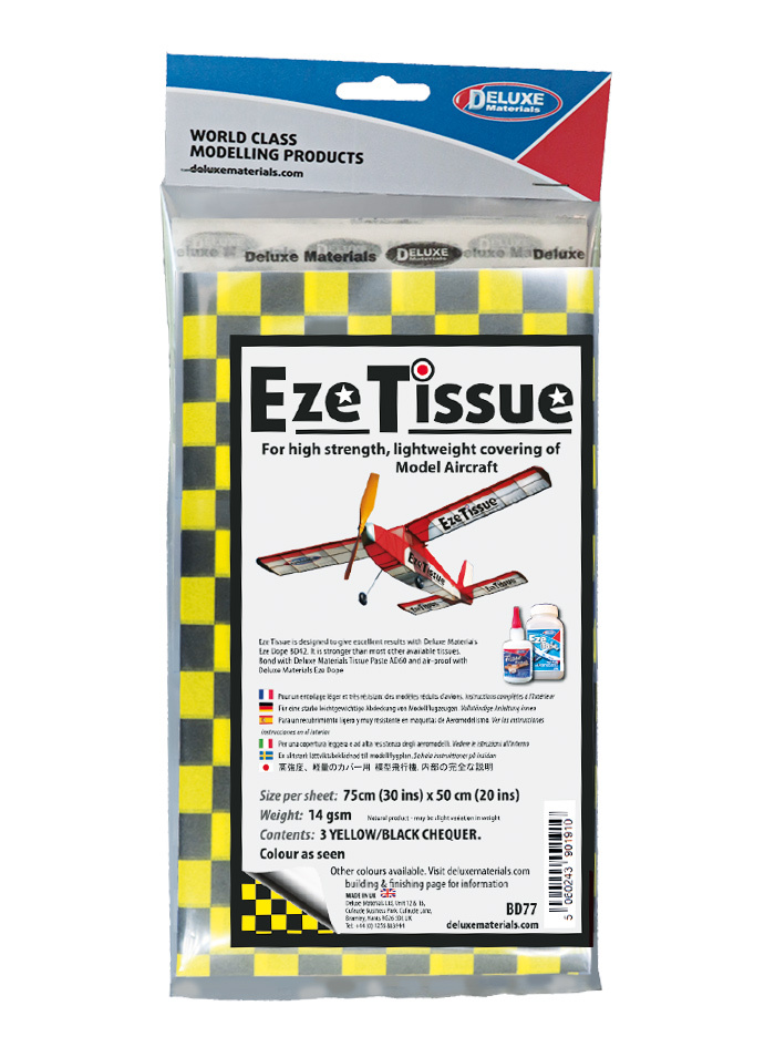 Deluxe materials Eze Tissue Japanpapper Rutig Svart/Gul 3st