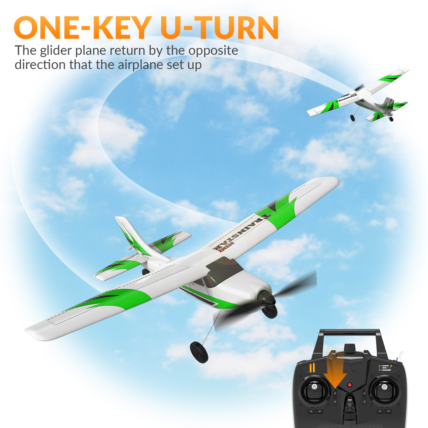 Volantex Trainstar Mini Gyro 3-Kanals 400mm RTF Grön