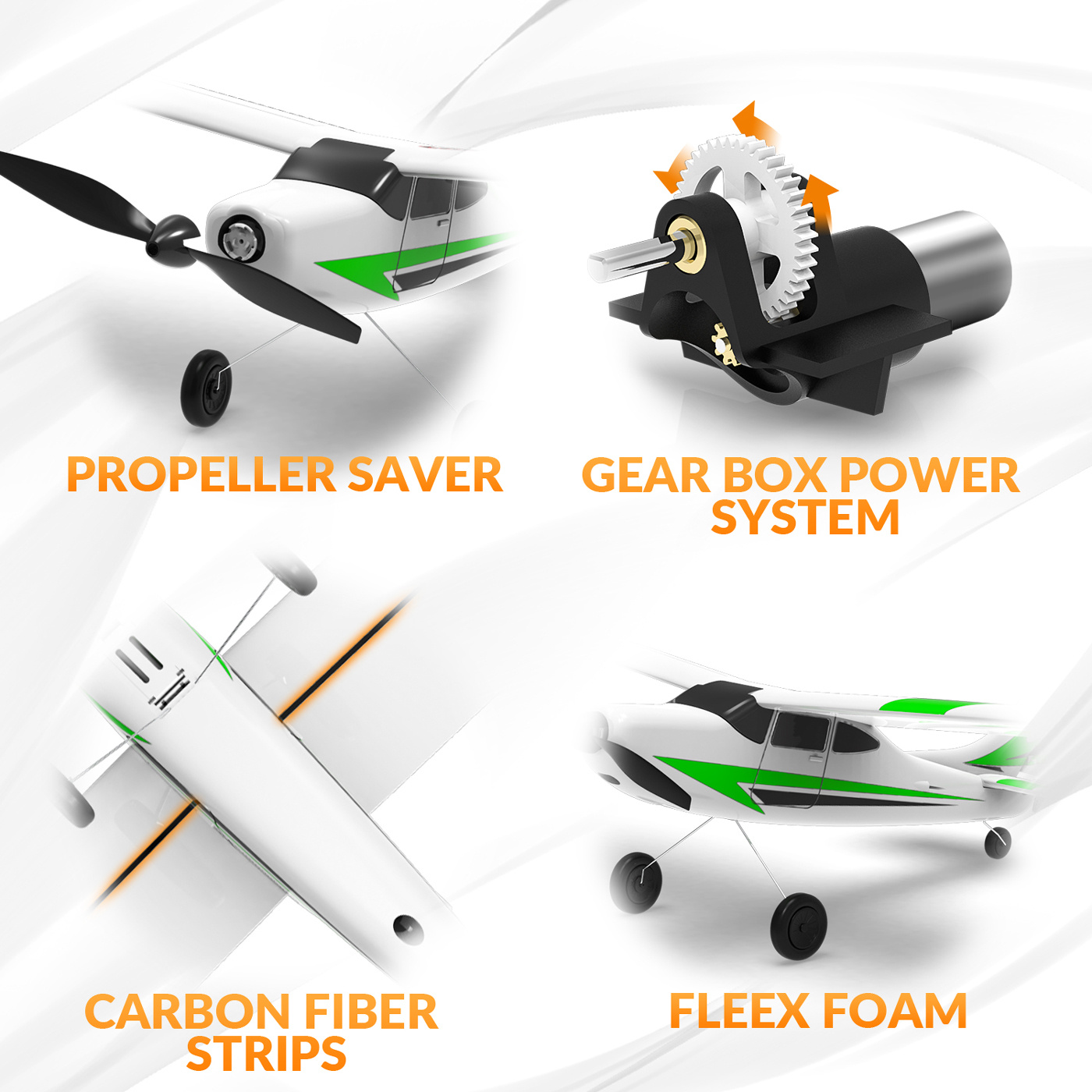 Volantex Trainstar Mini Gyro 3-Kanals 400mm RTF Grön