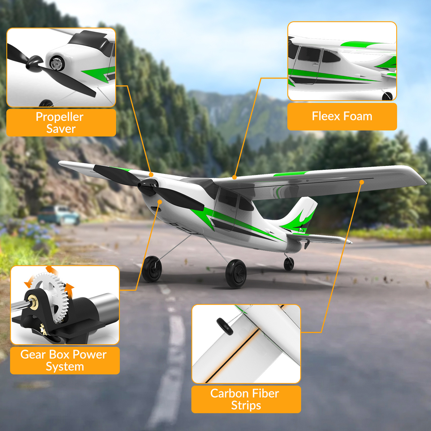 Volantex Trainstar Mini Gyro 3-Kanals 400mm RTF Grön