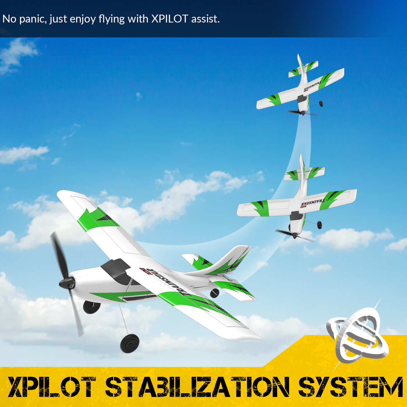 Volantex Trainstar Mini Gyro 3-Kanals 400mm RTF Grön