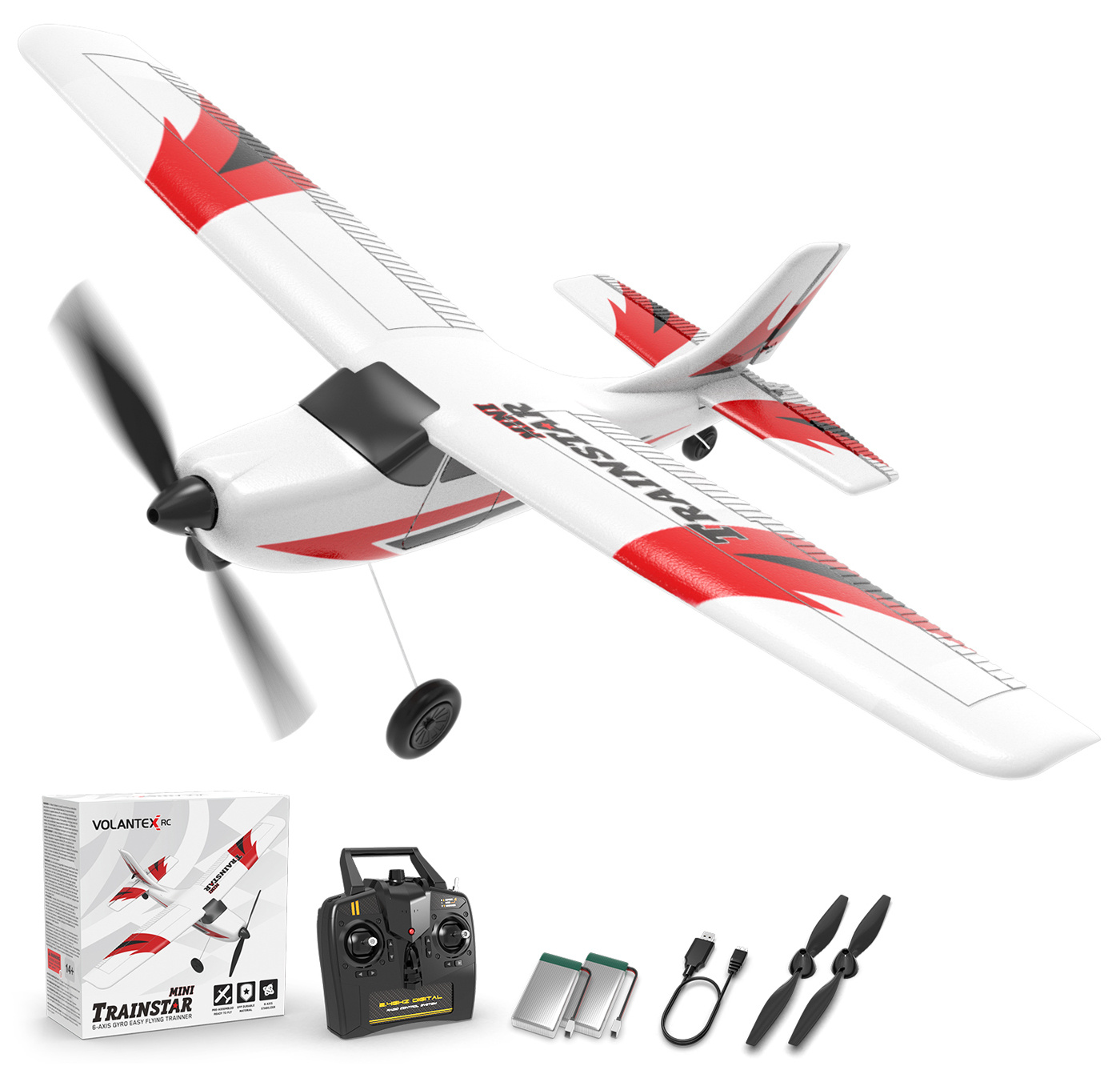 Volantex Trainstar Mini Gyro 3-Kanals 400mm RTF Röd