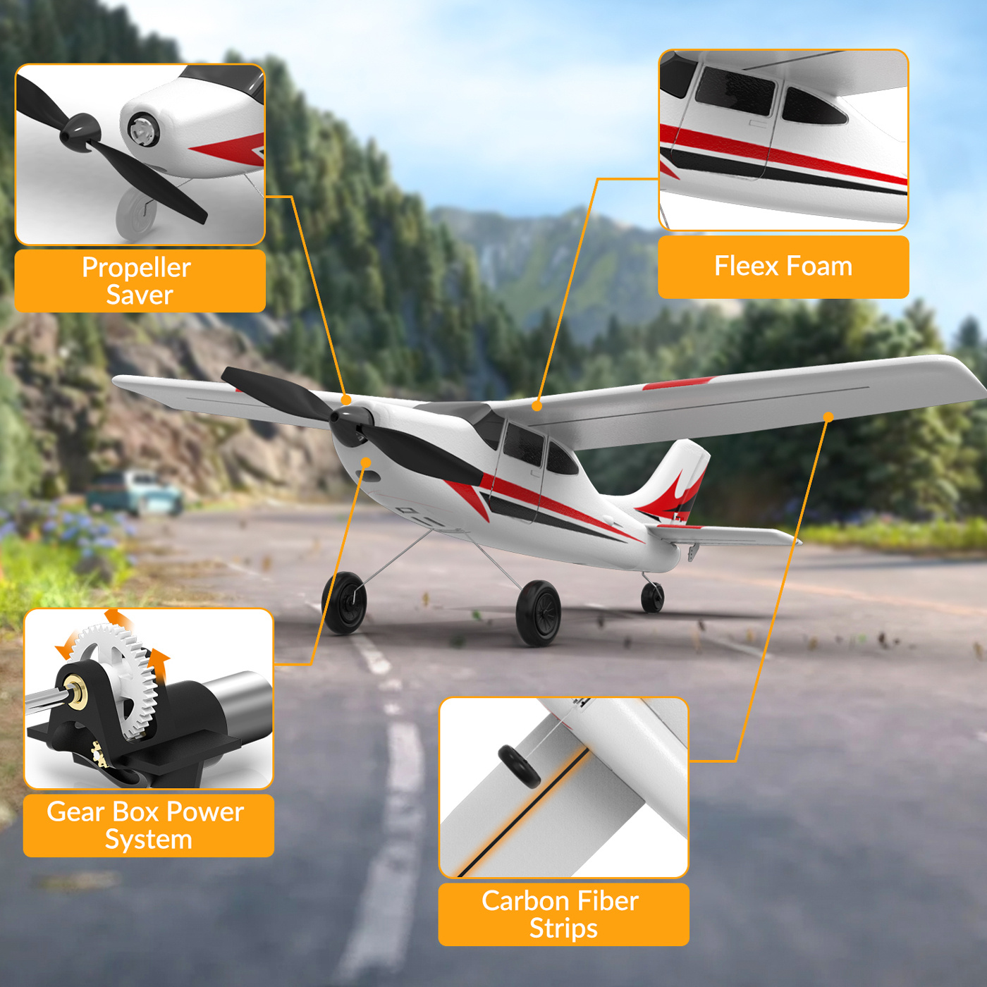 Volantex Trainstar Mini Gyro 3-Kanals 400mm RTF Röd