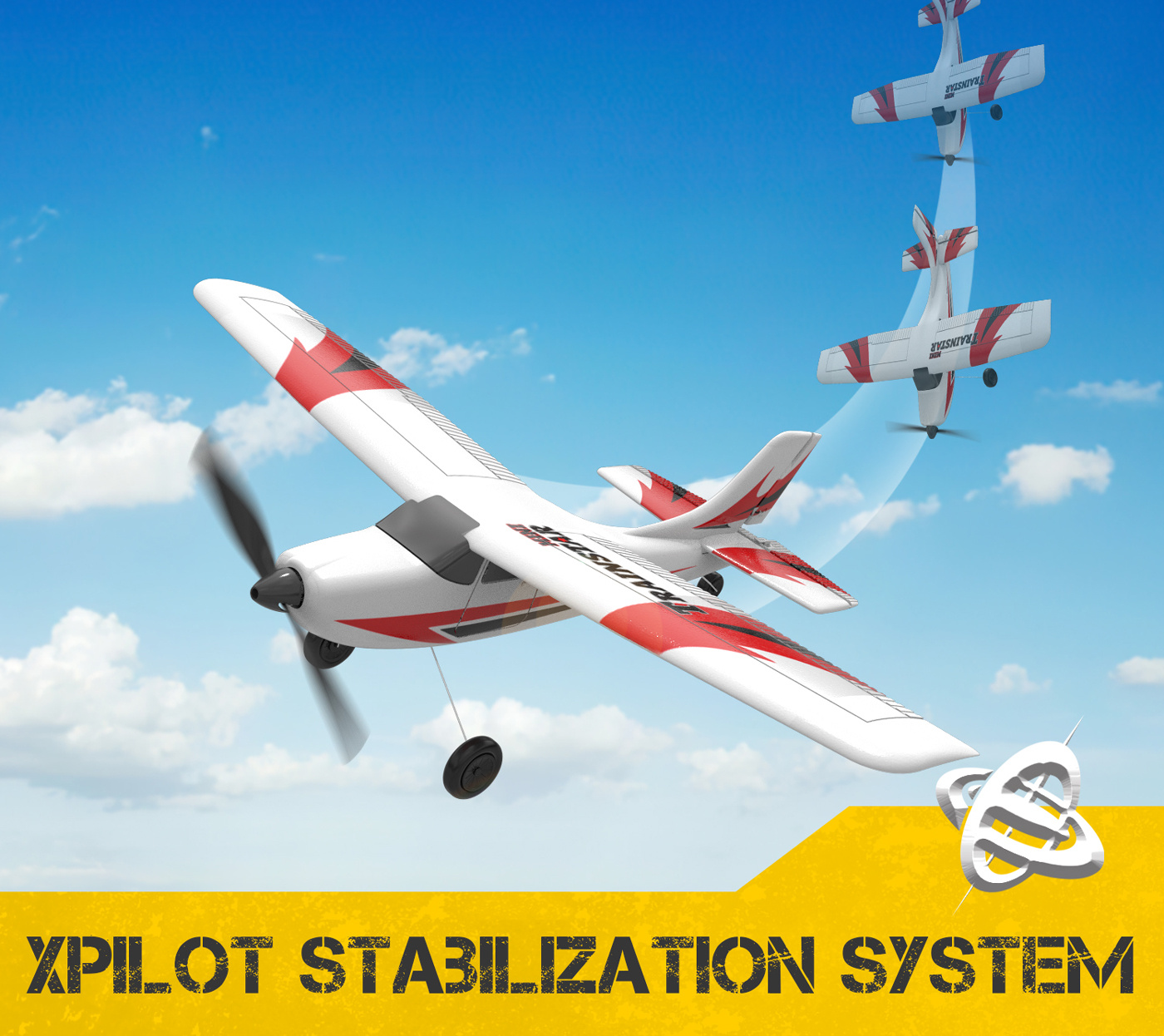 Volantex Trainstar Mini Gyro 3-Kanals 400mm RTF Röd