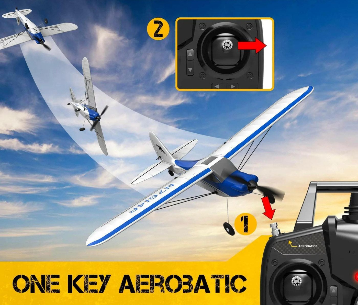 Volantex Sport Cub 500 Gyro 4-Kanals 500mm RTF Blå