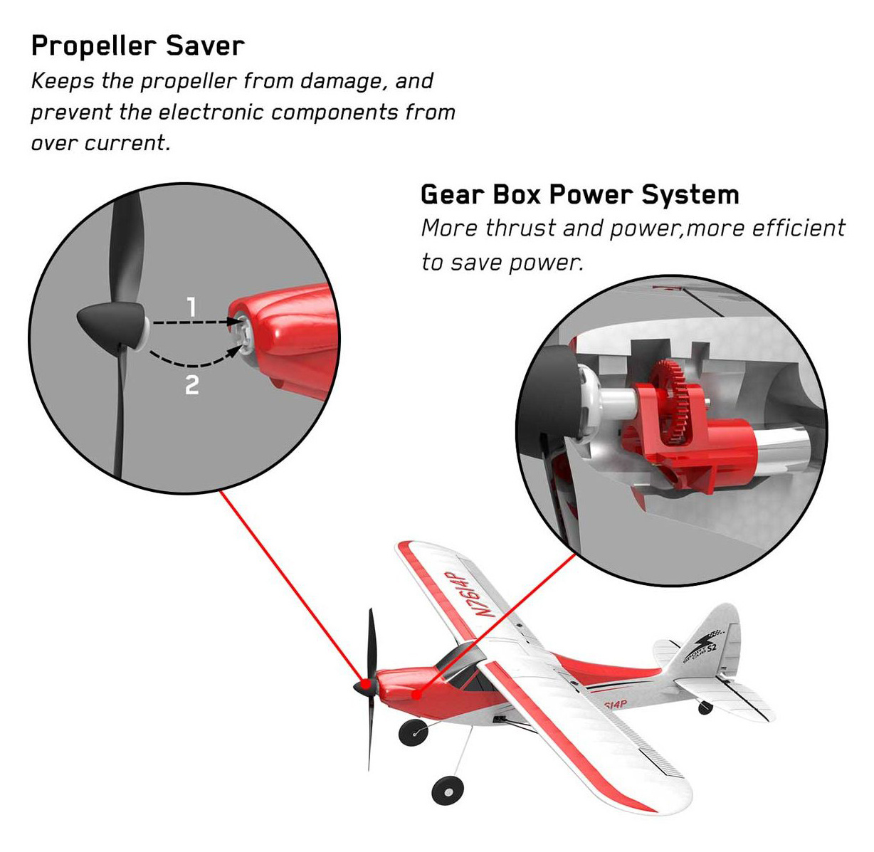Volantex Sport Cub 500 Gyro 4-Kanals 500mm RTF Röd