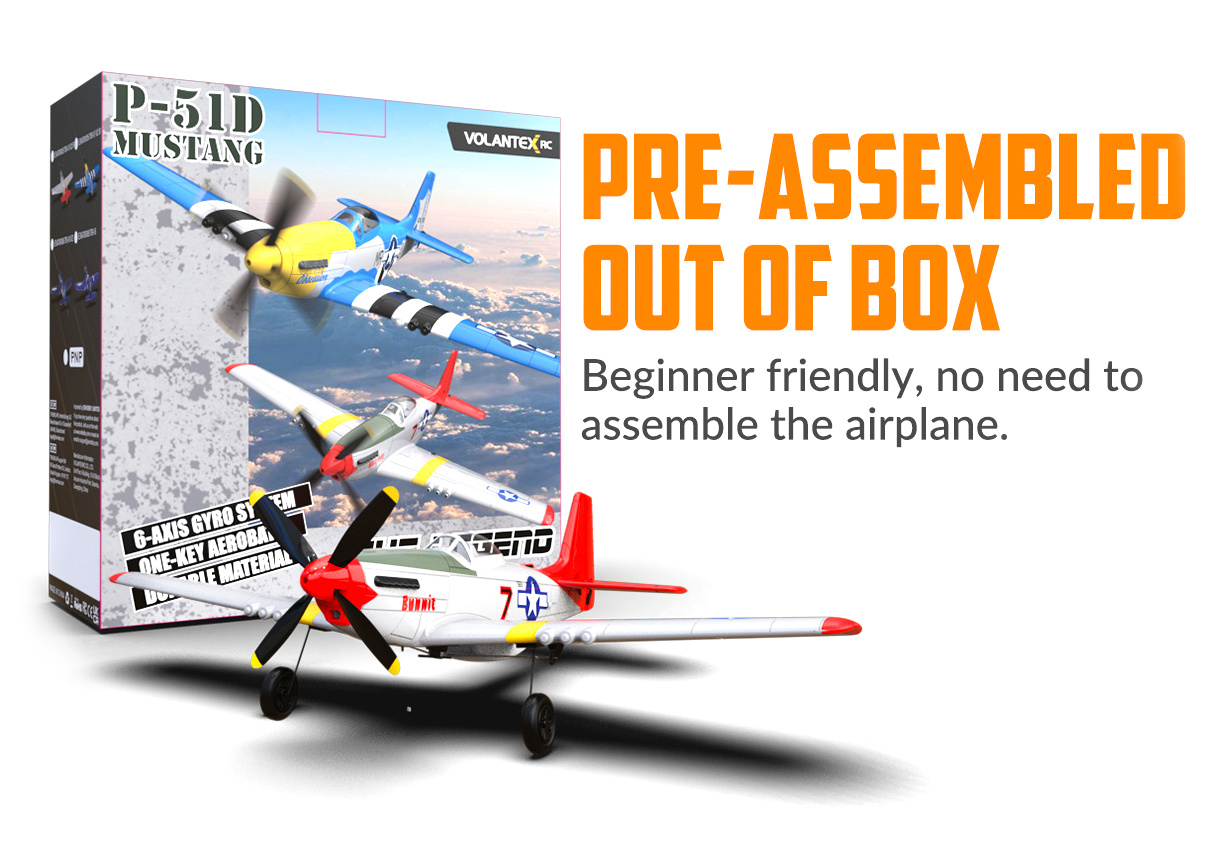 Volantex P51D Mustang Gyro 4-Kanaler 400mm RTF