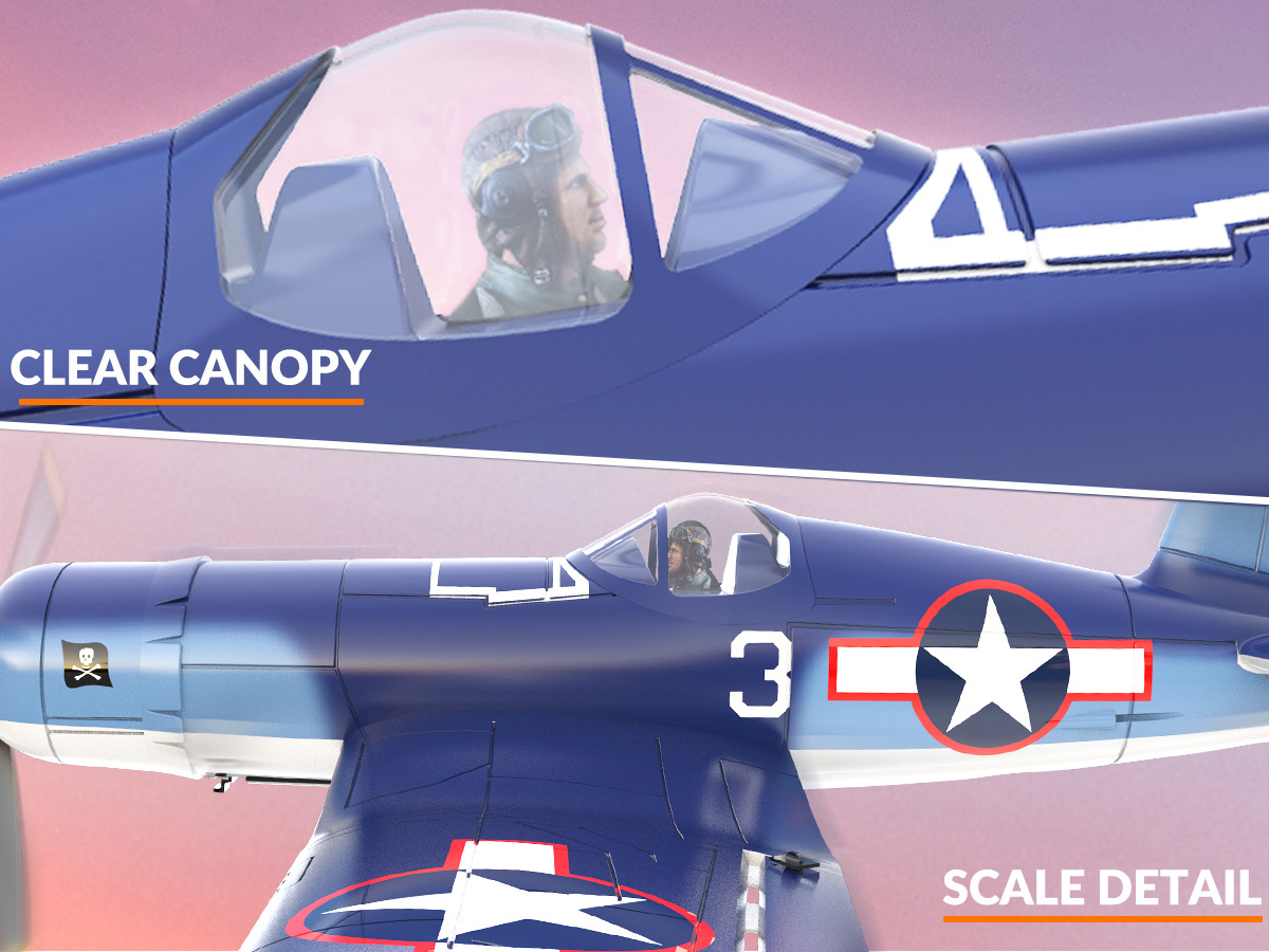 Volantex F4U Corsair V2 Gyro 4-Kanaler 400mm RTF