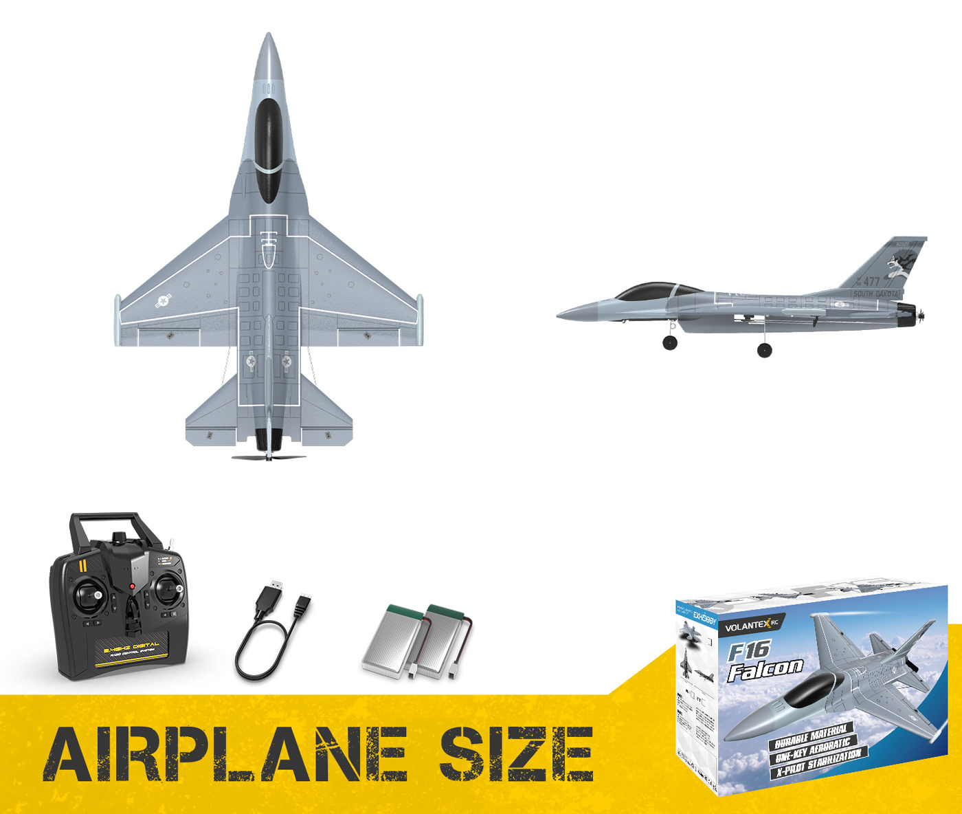 Volantex F16 Fighting Falcon Gyro 4-Kanaler 340mm RTF