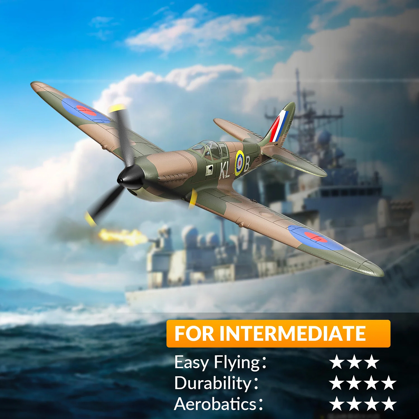 Volantex Spitfire Gyro 4-Kanaler 400mm RTF