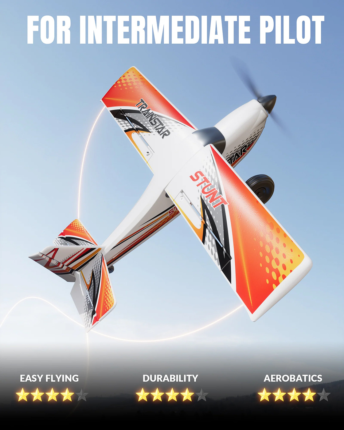 Volantex Trainstar Stunt Gyro Borstlös 500mm RTF Röd/Orange