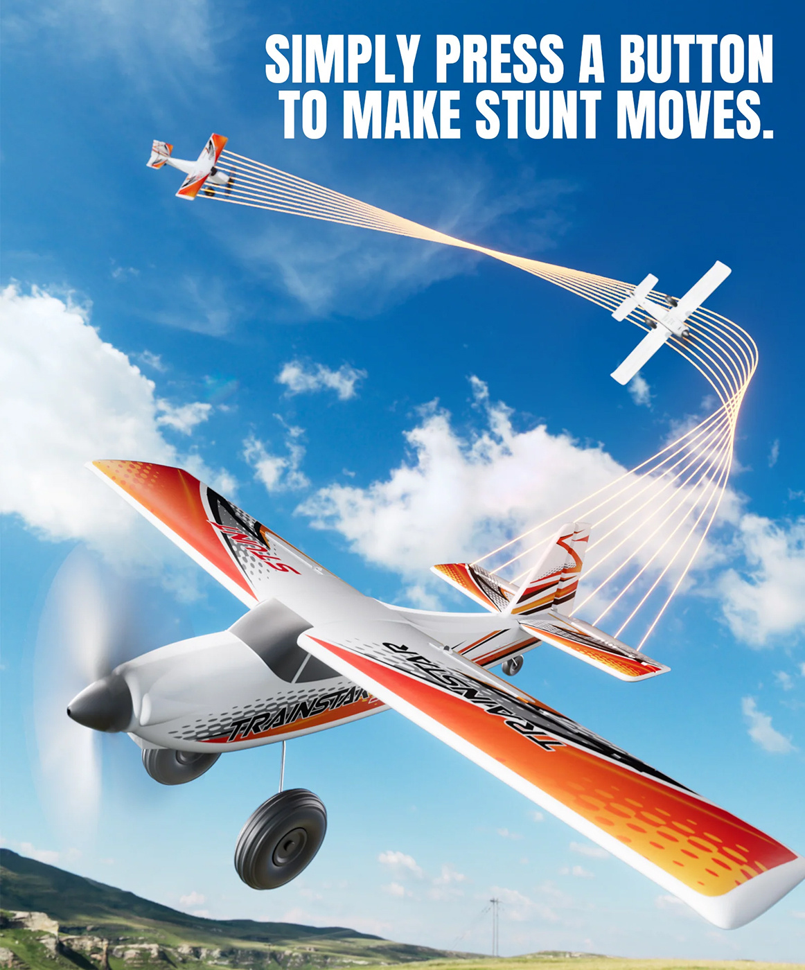 Volantex Trainstar Stunt Gyro Borstlös 500mm RTF Röd/Orange