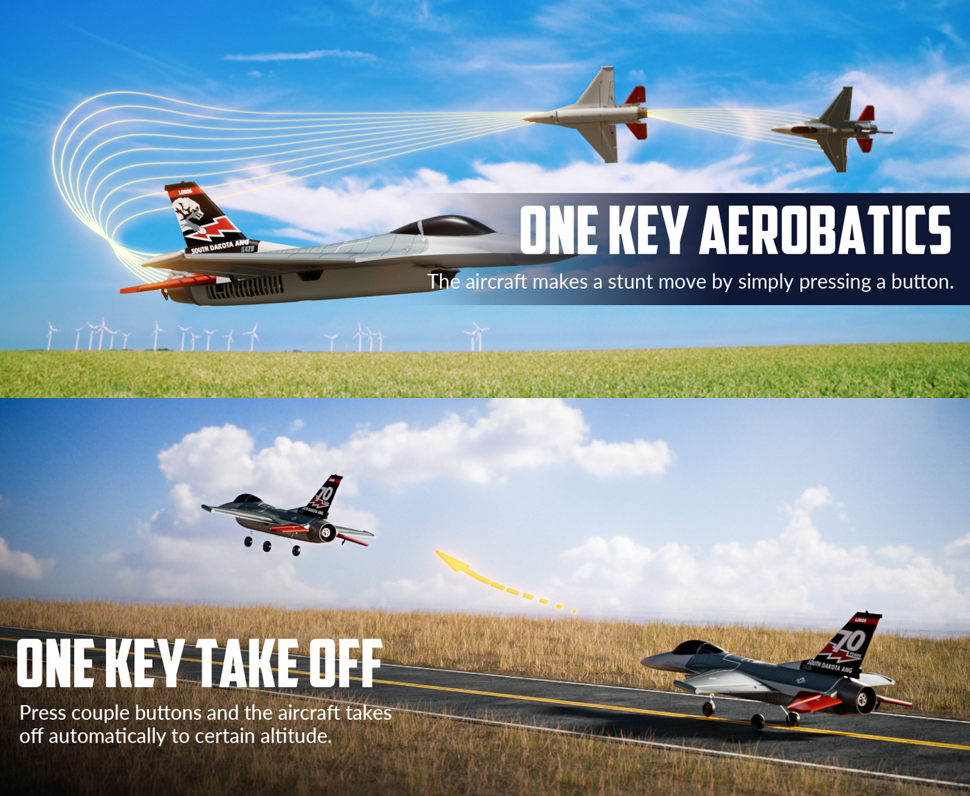 Volantex F16 Fighting Falcon Gyro Borstlös 4-Kanaler 340mm RTF