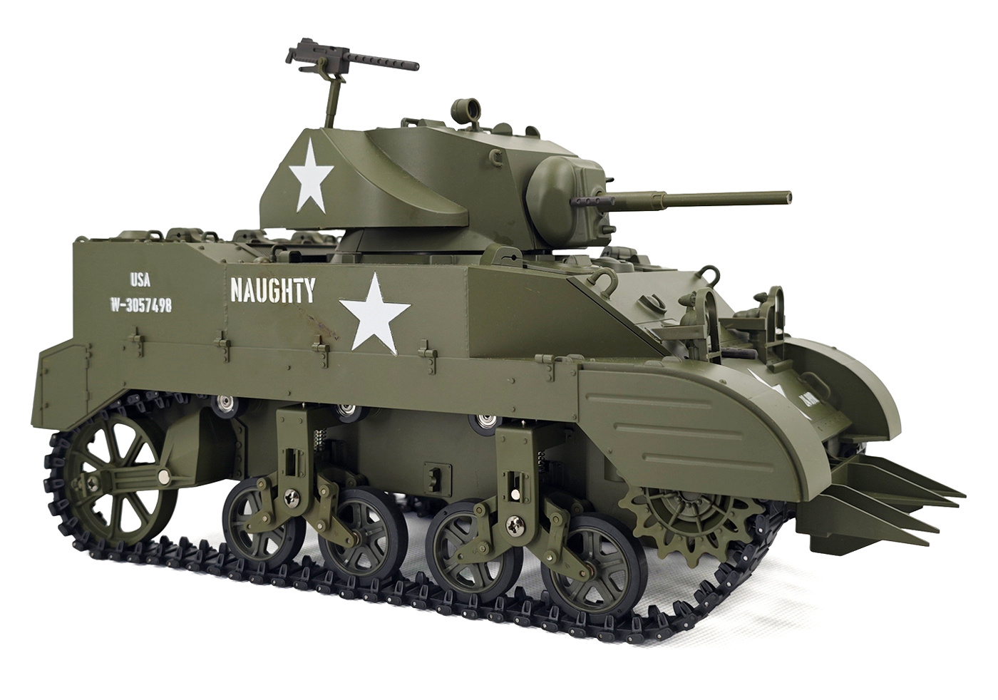 Racent M5A1 Stuart RC Stridsvagn 1/16 Grön