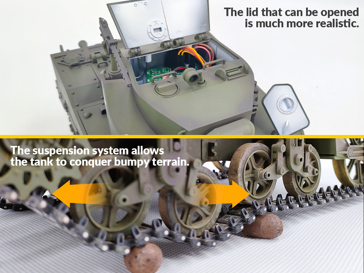 Racent M5A1 Stuart RC Stridsvagn 1/16 Röd
