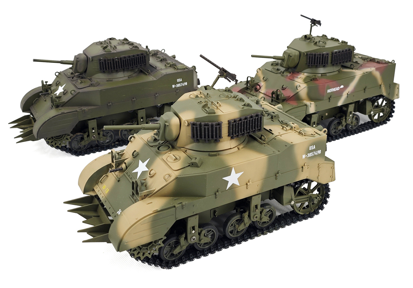 Racent M5A1 Stuart RC Stridsvagn 1/16 Röd