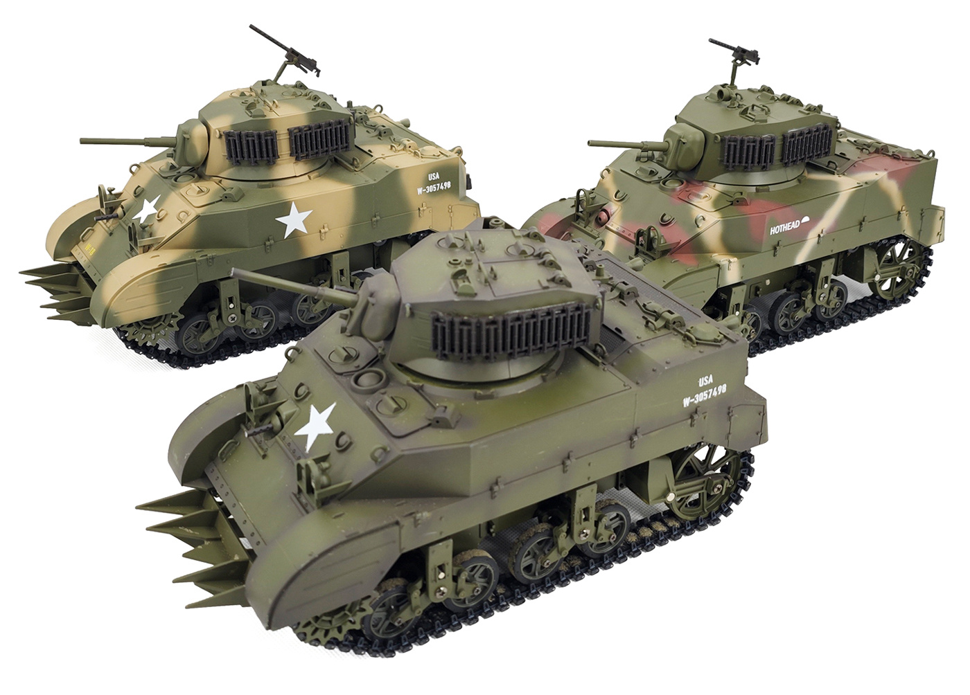 Racent M5A1 Stuart RC Stridsvagn 1/16 Röd