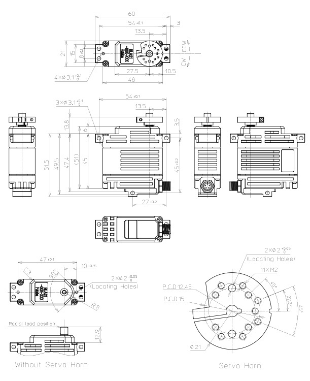 BLA21-28U-AB2 Industrial Servo Brushless 46kg/cm 28V