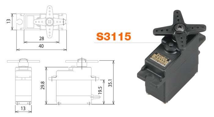 S3115 Micro servo 2.8kg 0,15s*