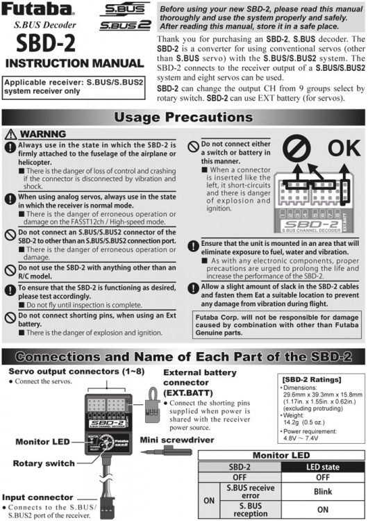 Futaba SBD-2 S.Bus Dekoder 8-kanaler